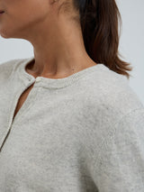 Seamless Basic Classic Cardigan | Uld Cashmere Cardigan Ecru Melange