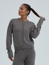 Seamless Basic Classic Cardigan | Uld Cashmere Cardigan Heather Mushroom