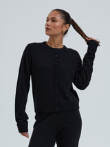 Seamless Basic Classic Cardigan | Uld Cashmere Cardigan Sort