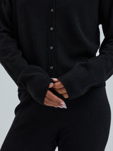 Seamless Basic Classic Cardigan | Uld Cashmere Cardigan Sort