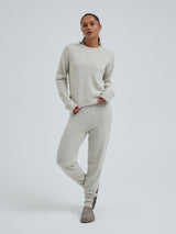 Seamless Basic Classic Crew Neck | Uld Cashmere Cardigan Ecru Melange