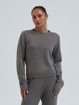 Seamless Basic Classic Crew Neck | Uld Cashmere Cardigan Heather Mushroom