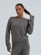 Seamless Basic Classic Crew Neck | Uld Cashmere Cardigan Heather Mushroom