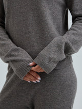 Seamless Basic Classic Crew Neck | Uld Cashmere Cardigan Heather Mushroom