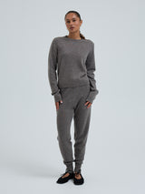 Seamless Basic Classic Crew Neck | Uld Cashmere Cardigan Heather Mushroom