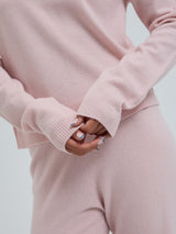 Seamless Basic Classic Crew Neck | Uld Cashmere Cardigan Powder Pink