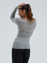 Seamless Basic Cotton Boat Neck | Bomuld L/S T-Shirt Gråmelange