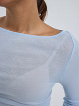 Seamless Basic Cotton Boat Neck | Bomuld L/S T-Shirt Hazy Sky