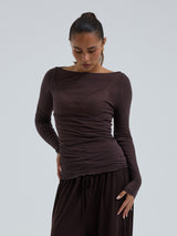 Seamless Basic Cotton Boat Neck | Bomuld L/S T-Shirt Java