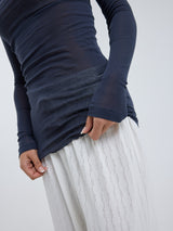 Seamless Basic Cotton Boat Neck | Bomuld L/S T-Shirt Midnight