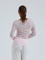 Seamless Basic Cotton Boat Neck | Bomuld L/S T-Shirt Pale Rose
