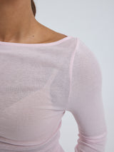 Seamless Basic Cotton Boat Neck | Bomuld L/S T-Shirt Pale Rose
