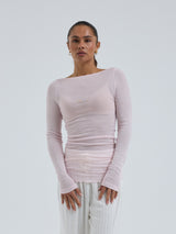 Seamless Basic Cotton Boat Neck | Bomuld L/S T-Shirt Pale Rose