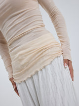 Seamless Basic Cotton Boat Neck | Bomuld L/S T-Shirt Rosa Beige