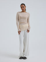 Seamless Basic Cotton Boat Neck | Bomuld L/S T-Shirt Rosa Beige