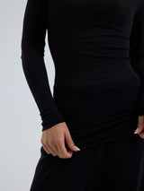 Seamless Basic Cotton Boat Neck | Bomuld L/S T-Shirt Sort