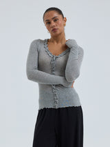 Seamless Basic Cotton Cardy | Bomuld Cardigan Gråmelange