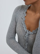 Seamless Basic Cotton Cardy | Bomuld Cardigan Gråmelange