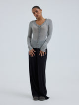 Seamless Basic Cotton Cardy | Bomuld Cardigan Gråmelange