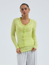 Seamless Basic Cotton Cardy | Bomuld Cardigan Neon Yellow