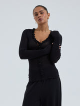 Seamless Basic Cotton Cardy | Bomuld Cardigan Sort