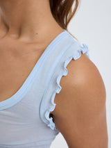 Seamless Basic Cotton Crop Top | Bomuld Tanktop Hazy Sky