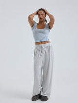 Seamless Basic Cotton Crop Top | Bomuld Tanktop Hazy Sky