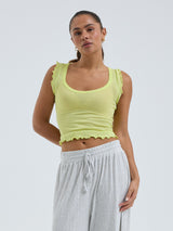 Seamless Basic Cotton Crop Top | Bomuld Tanktop Neon Yellow