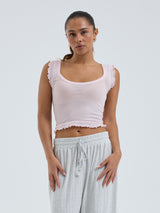 Seamless Basic Cotton Crop Top | Bomuld Tanktop Pale Rose