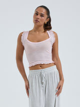 Seamless Basic Cotton Crop Top | Bomuld Tanktop Pale Rose