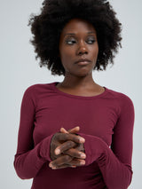 Seamless Basic Cotton Elvira | Bomuld L/S T-Shirt Burgundy