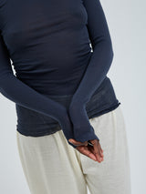 Seamless Basic Cotton Elvira | Bomuld L/S T-Shirt Midnight