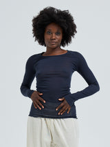 Seamless Basic Cotton Elvira | Bomuld L/S T-Shirt Midnight