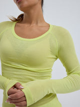 Seamless Basic Cotton Elvira | Bomuld L/S T-Shirt Neon Yellow