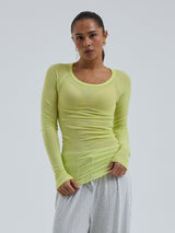Seamless Basic Cotton Elvira | Bomuld L/S T-Shirt Neon Yellow