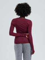 Seamless Basic Cotton Granddad | Bomuld L/S T-Shirt Burgundy
