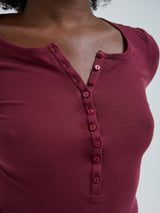 Seamless Basic Cotton Granddad | Bomuld L/S T-Shirt Burgundy