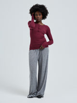 Seamless Basic Cotton Granddad | Bomuld L/S T-Shirt Burgundy