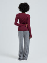 Seamless Basic Cotton Granddad | Bomuld L/S T-Shirt Burgundy