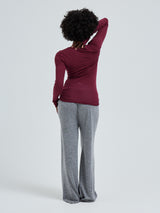 Seamless Basic Cotton Granddad | Bomuld L/S T-Shirt Burgundy