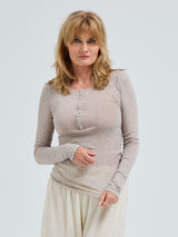 Seamless Basic Cotton Granddad | Bomuld L/S T-Shirt Desert Melange