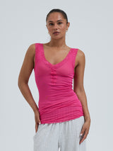 Seamless Basic Cotton Lacey | Bomuld Tanktop Berry Pink