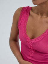 Seamless Basic Cotton Lacey | Bomuld Tanktop Berry Pink