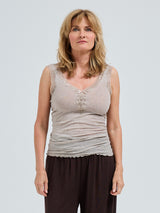 Seamless Basic Cotton Lacey | Bomuld Tanktop Desert Melange