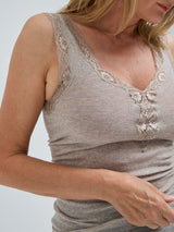 Seamless Basic Cotton Lacey | Bomuld Tanktop Desert Melange