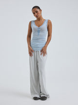 Seamless Basic Cotton Lacey | Bomuld Tanktop Hazy Sky