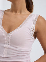 Seamless Basic Cotton Lacey | Bomuld Tanktop Pale Rose