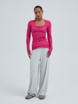 Seamless Basic Cotton Romance | Bomuld L/S T-Shirt Berry Pink