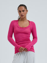 Seamless Basic Cotton Romance | Bomuld L/S T-Shirt Berry Pink