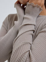 Seamless Basic Elegante | Merinould L/S T-Shirt Beige